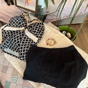 Caribbean Joe 14 Swim set Skirt includes real shell handmade earrings and rope b